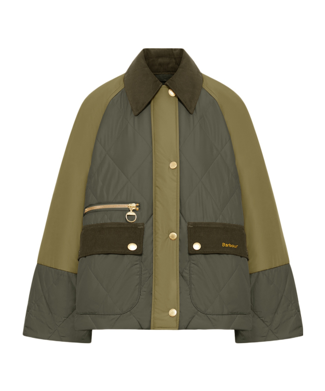 Barbour Milby Quilted Colour-block Jacket In Green
