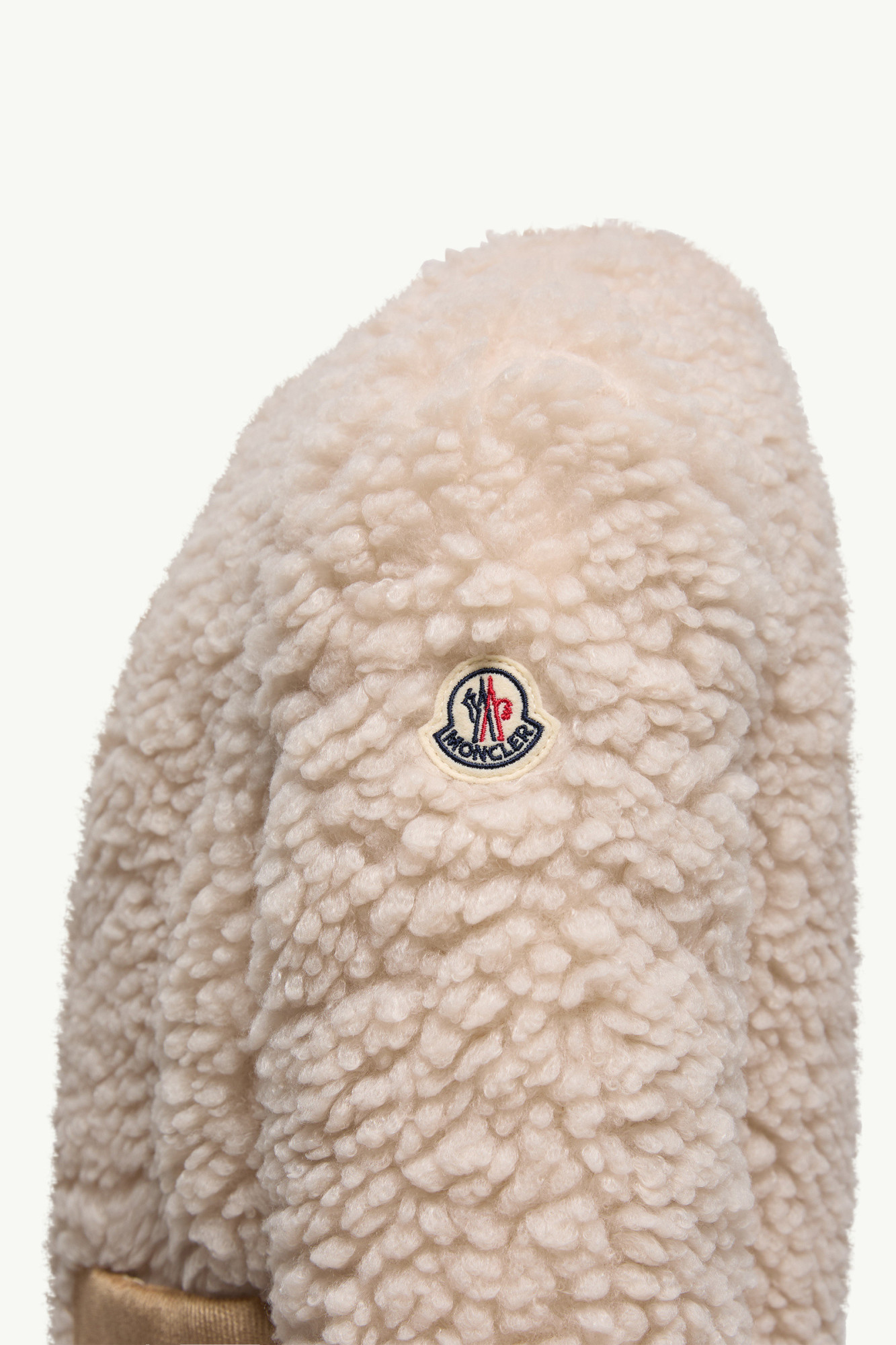 Moncler Teddy Velvet Zipper Sweatshirt In Gold