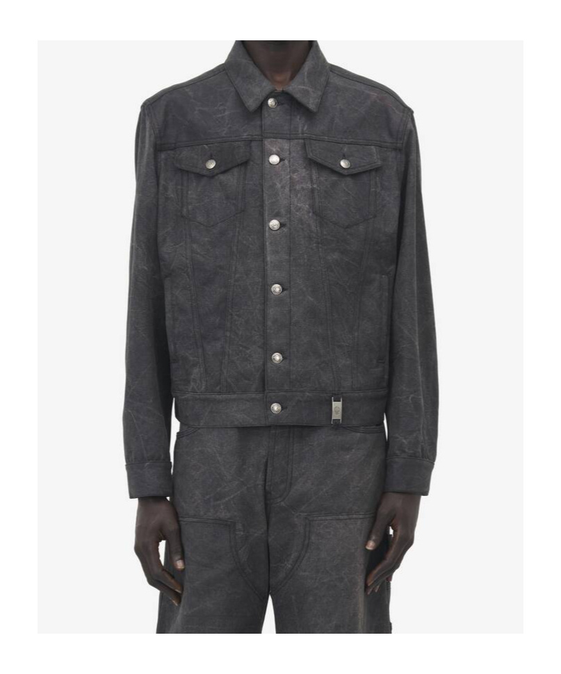 Alexander Mcqueen Single-breasted Denim Coat In Charcoal-grey