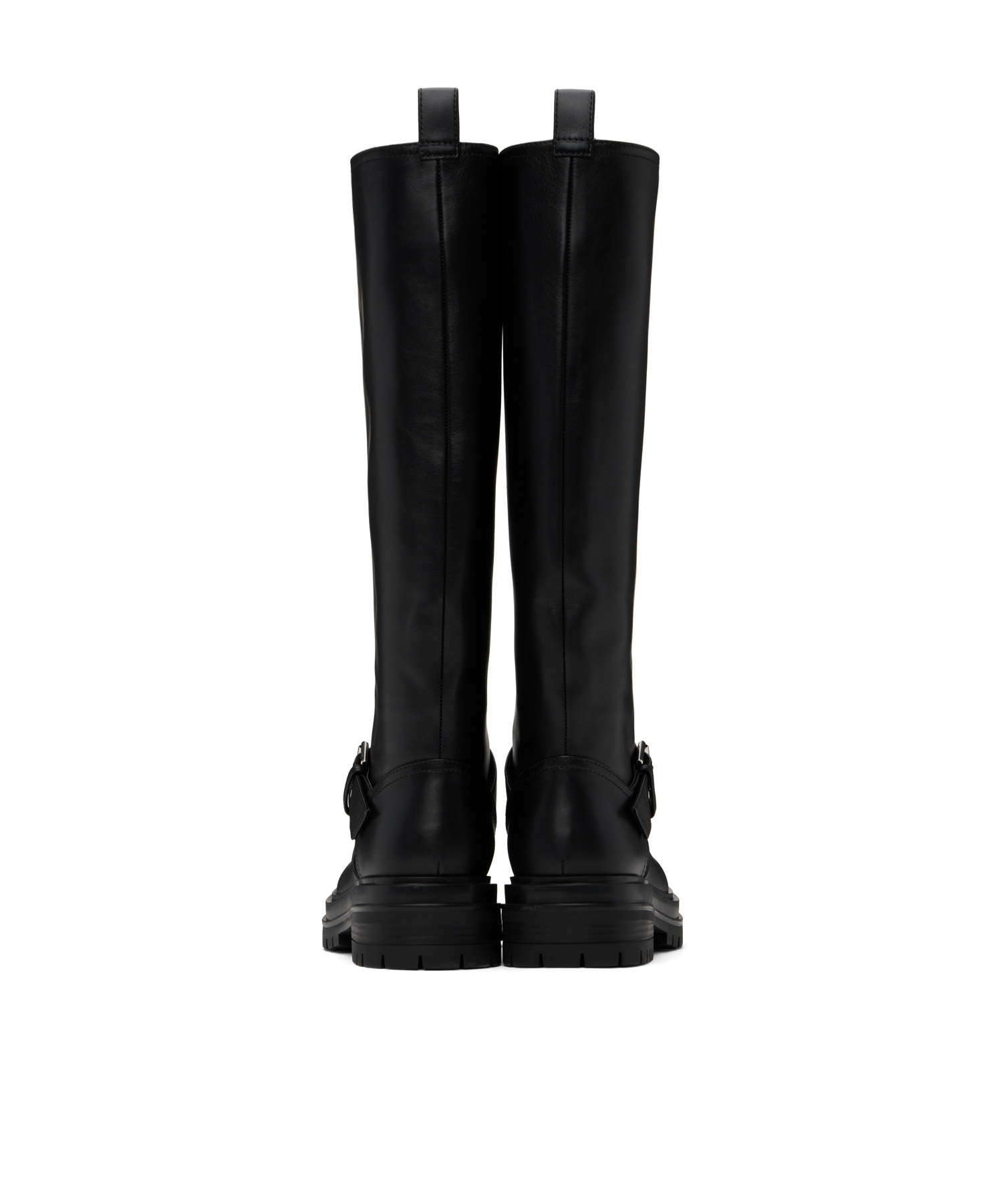 Gianvito Rossi Leather Buckle Lug-sole Moto Boots In Black