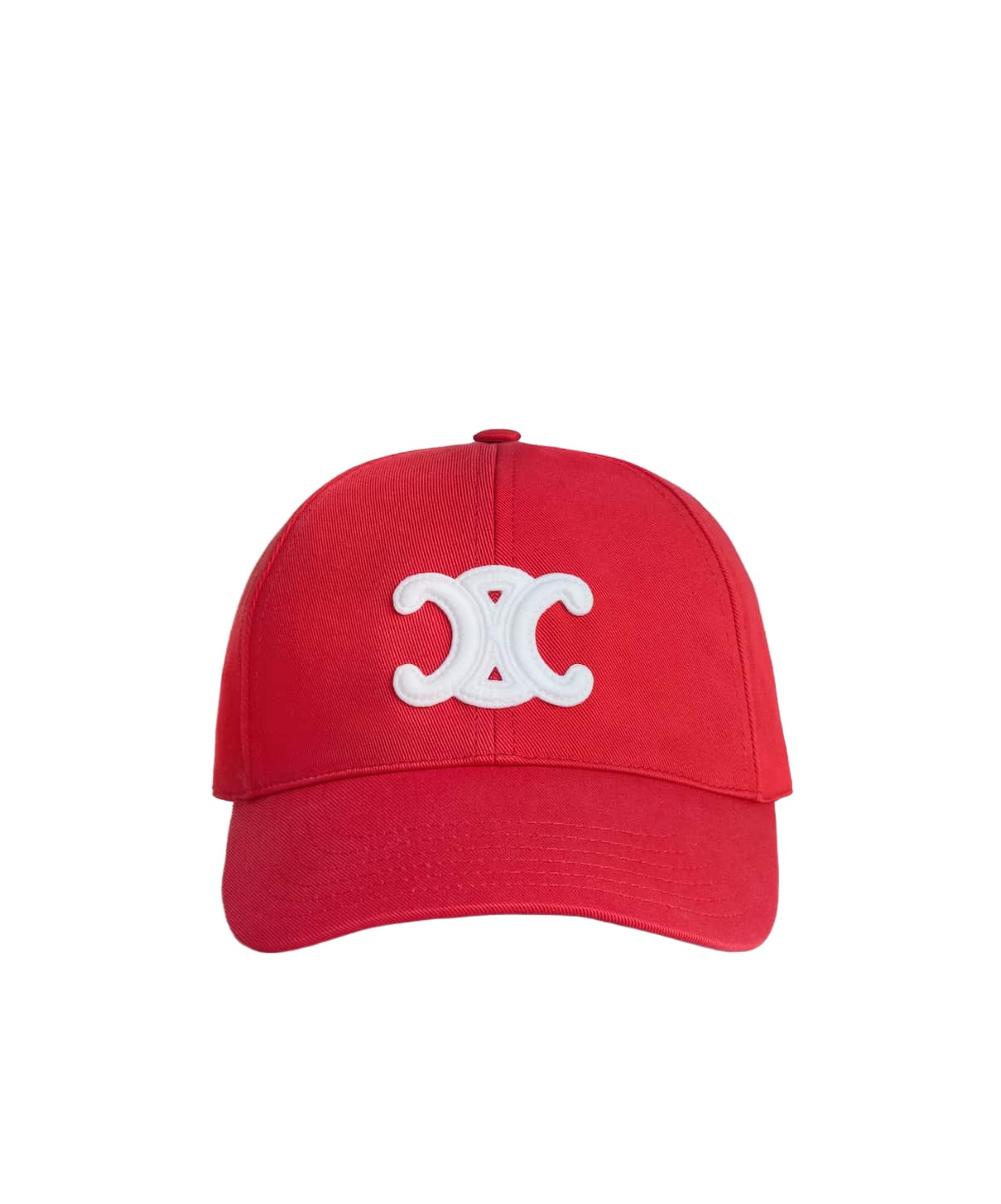 Celine Triomphe Baseball Cap In Cotton Gabardine In Red