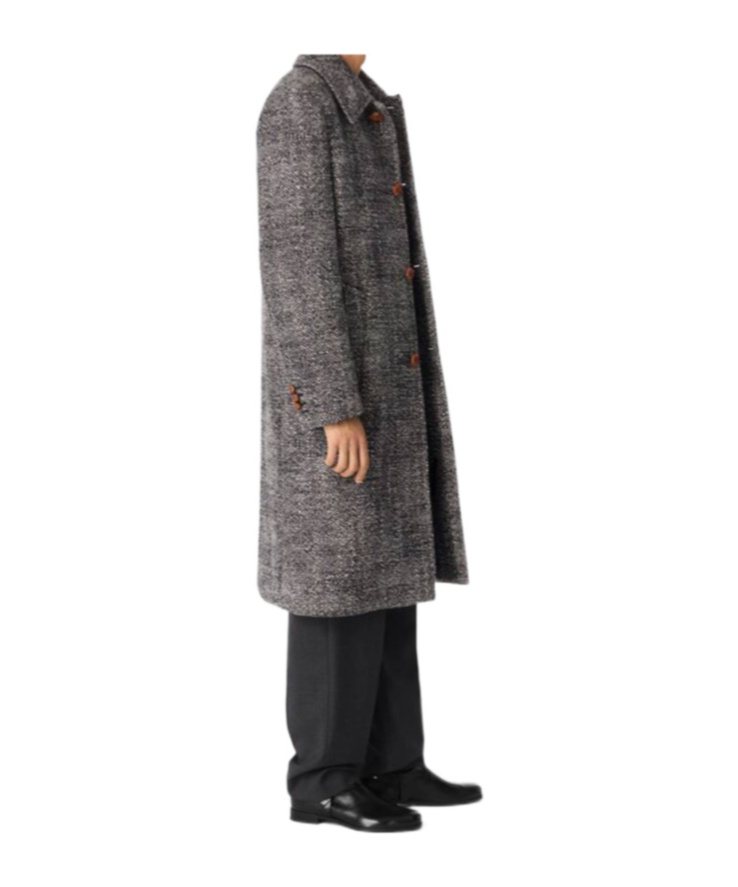 Bottega Veneta Long-sleeved Wool Coat In Black/chalk/beige