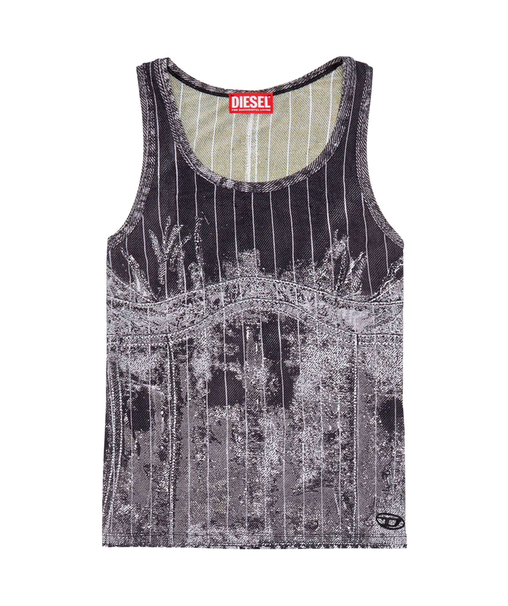 Diesel T-stripe Logo-embroidered Tank Top In Gray