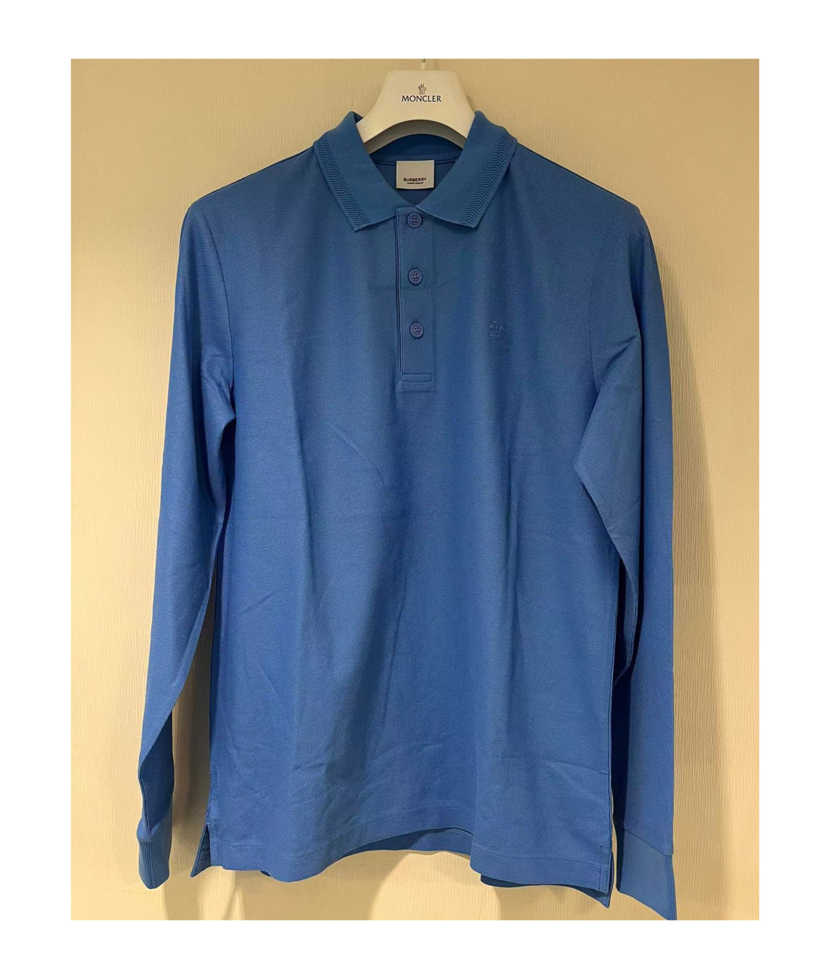 Burberry Long-sleeved Polo Shirt In Blue
