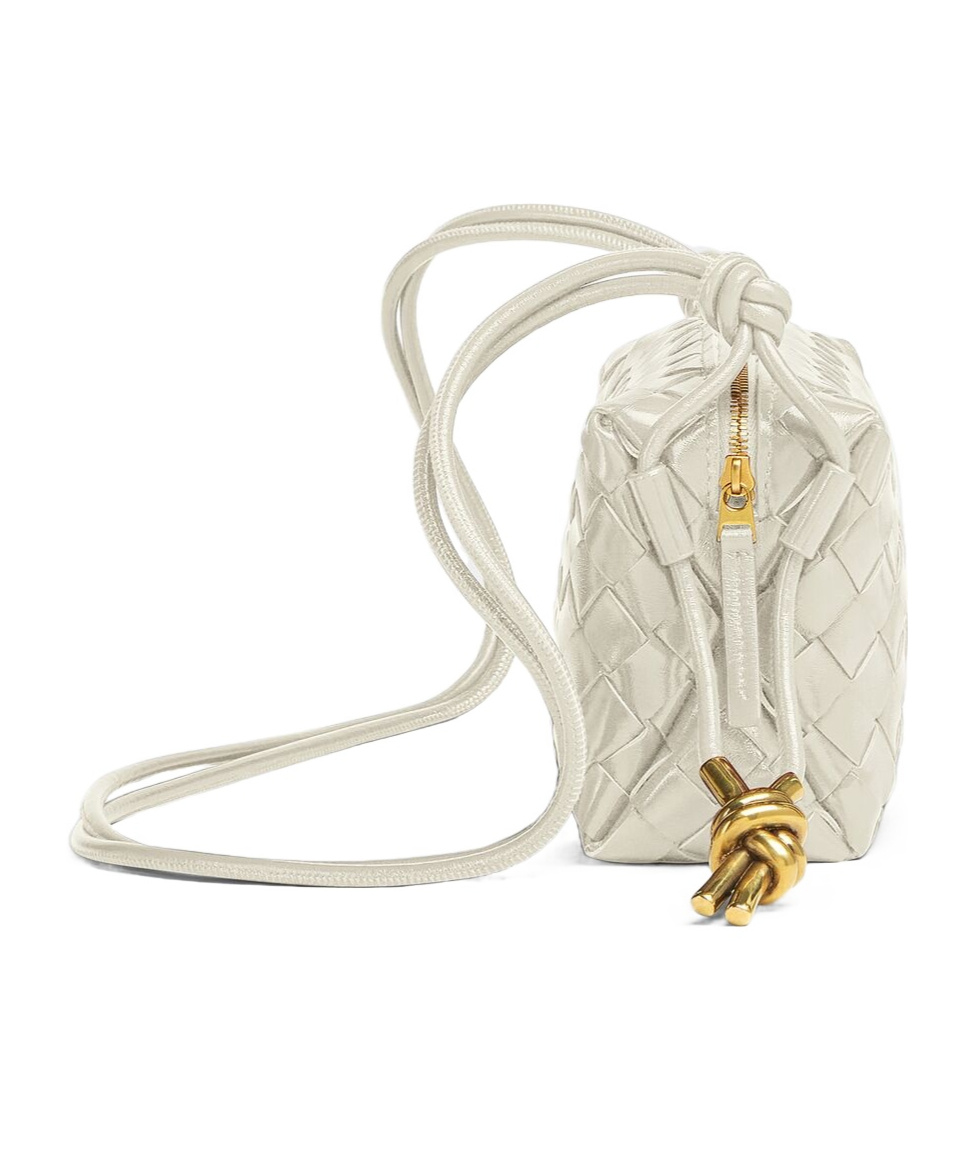 Bottega Veneta Mini Loop Knitted Crossbody Bag In White