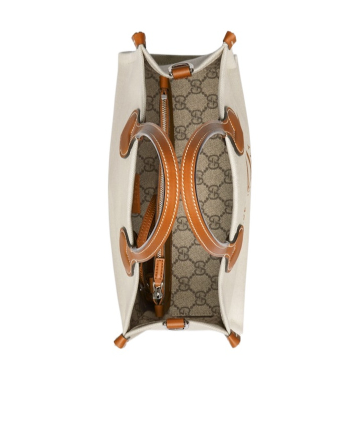 Gucci Shopper Aus Canvas Mit Logo-print In White
