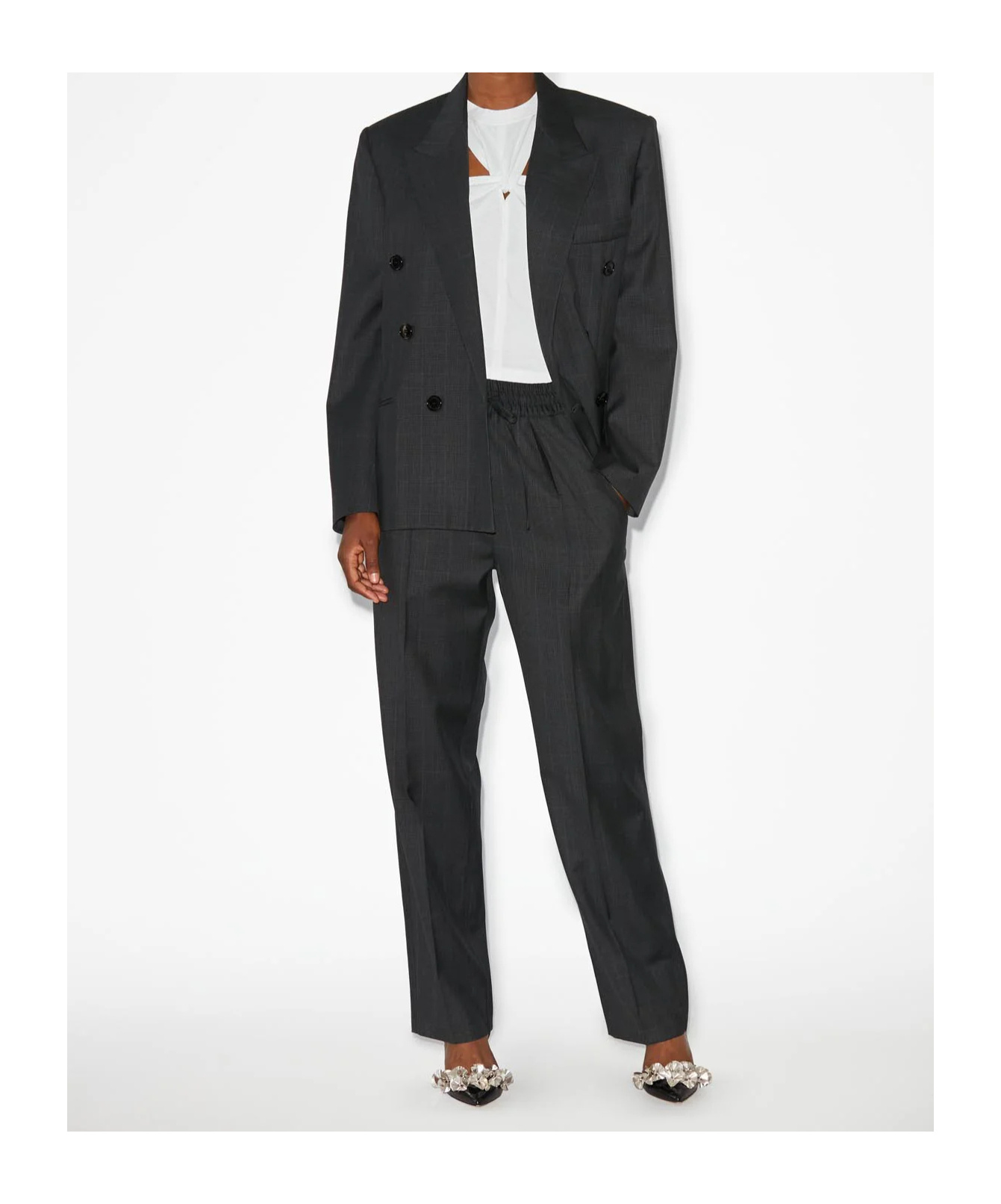 Isabel Marant Liska Checked High-rise Trousers In Black