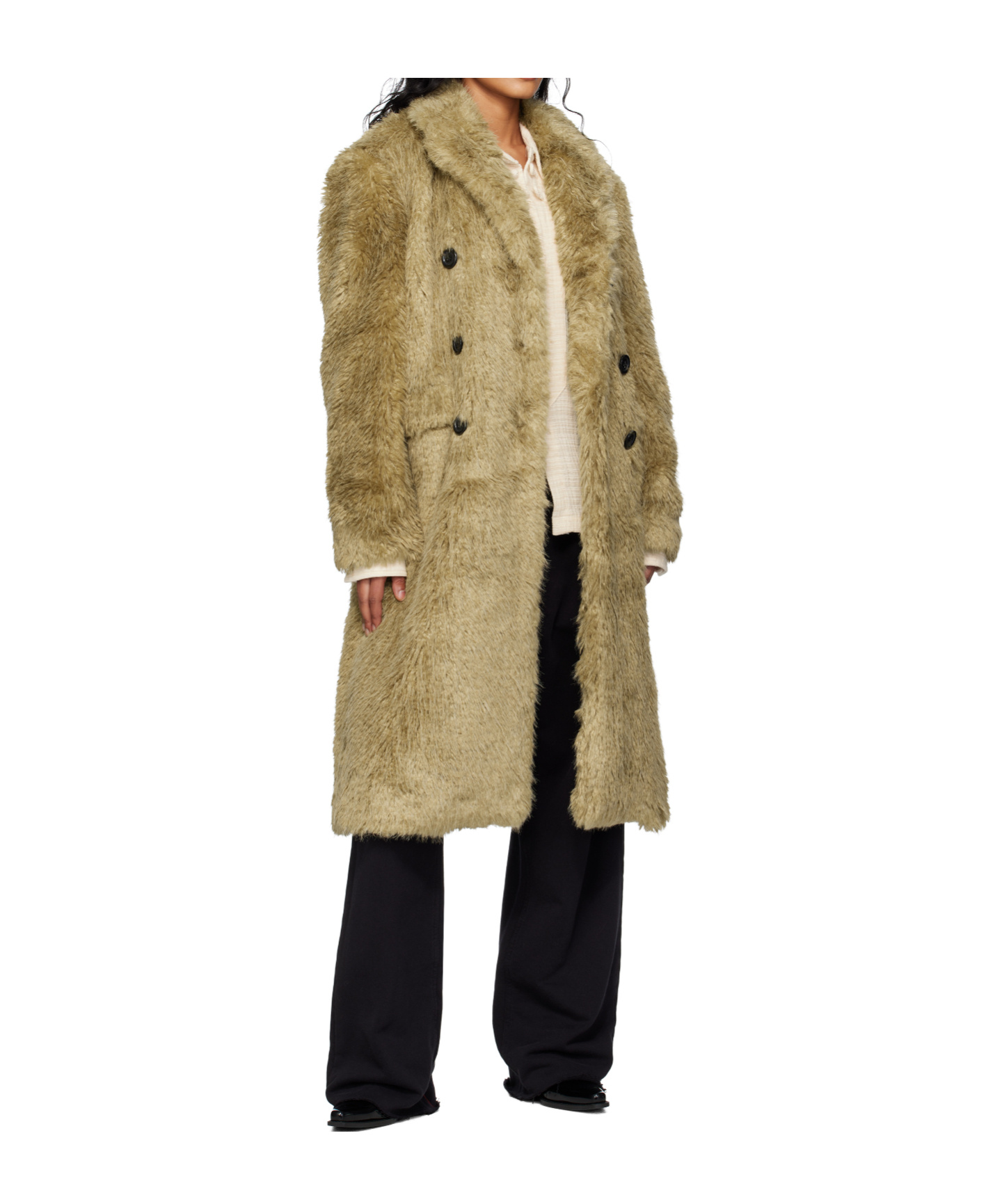 Andersson Bell Fields Buttons Faux Fur Coat In Brown