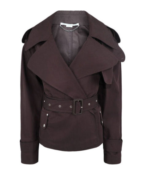 Stella Mccartney Waisted Short Trench Coat In Black