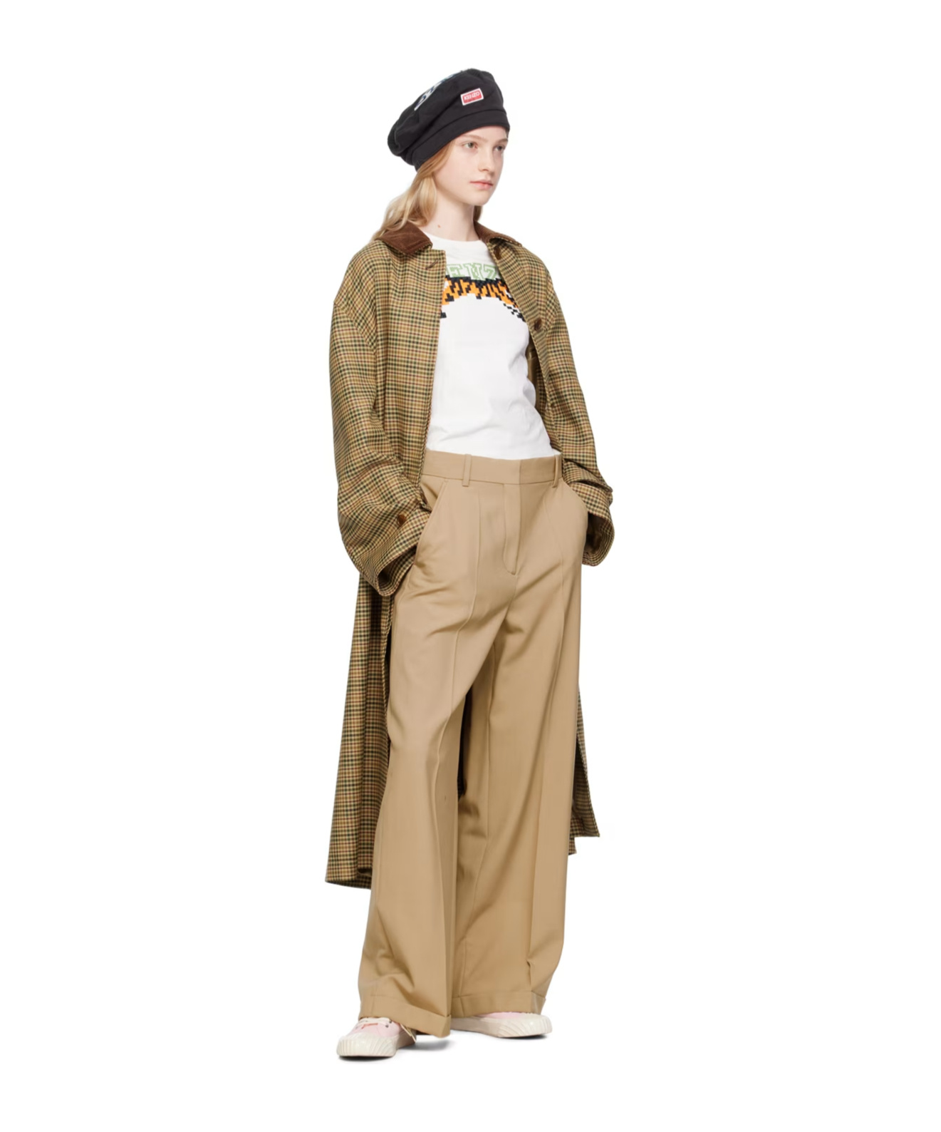 Kenzo Belt Loop Zipper Casual Pants In Nude