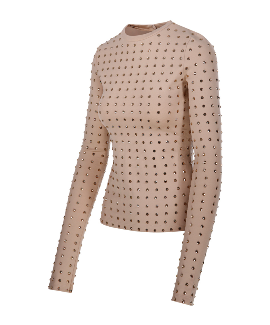 Sportmax All-over Embellished Crewneck Top In Nude