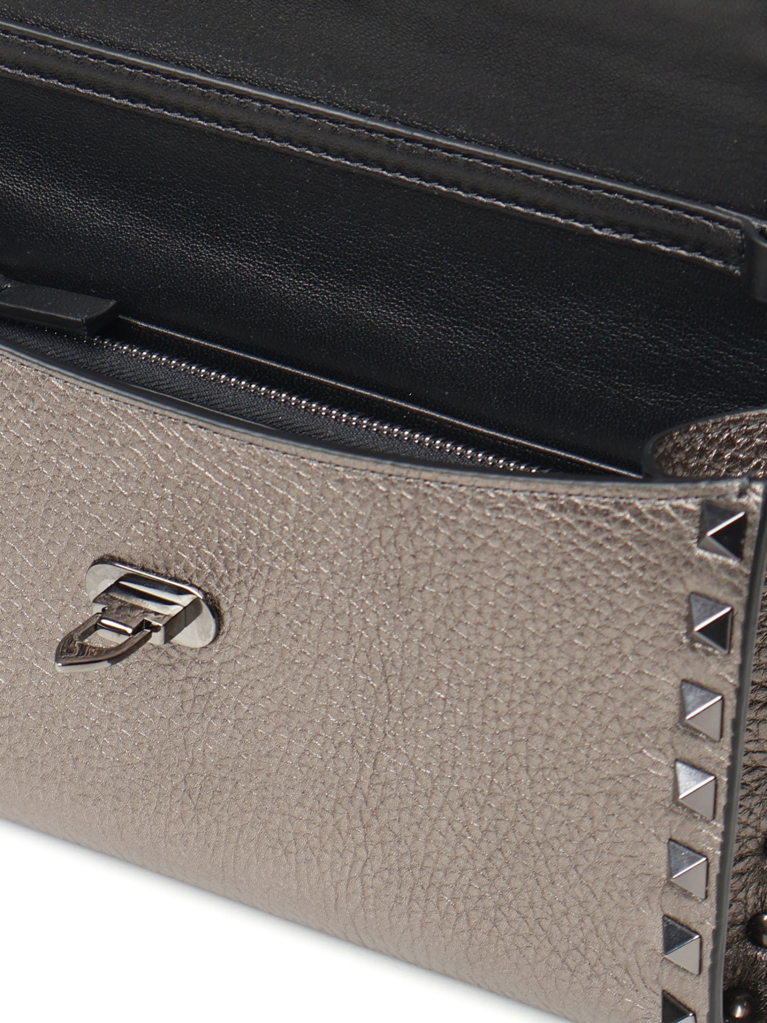 Valentino Rockstud Clutch Bag In Gray