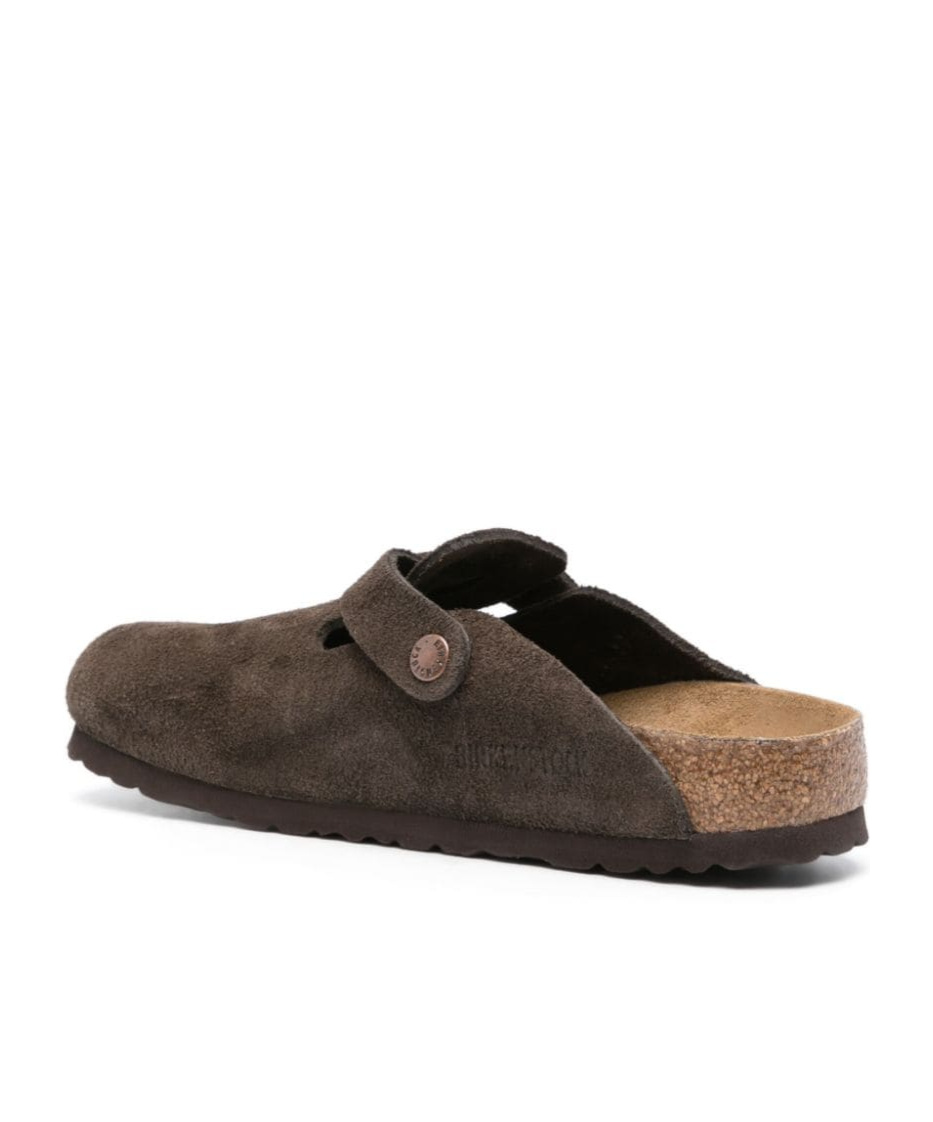 Birkenstock Boston Suede Slippers In Black