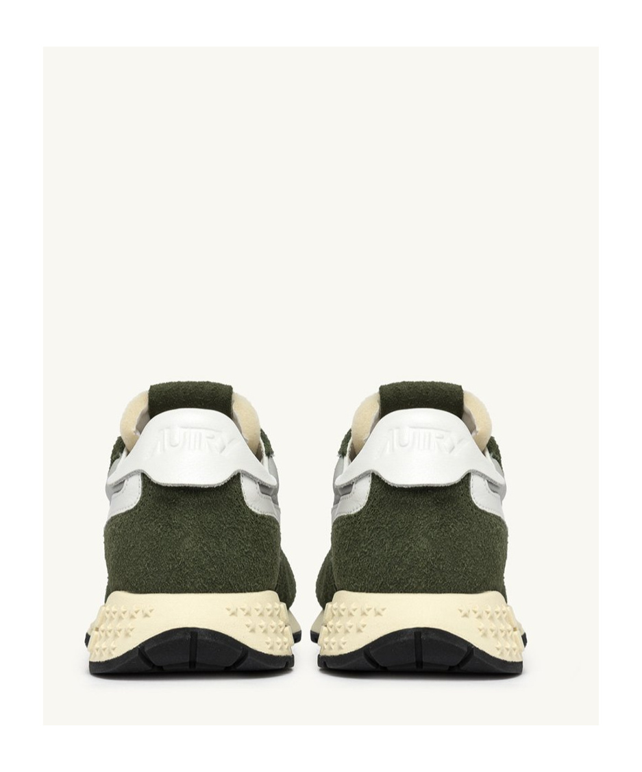 Autry Green And White Suede And Nylon Reelwind Low Sneakers In Green