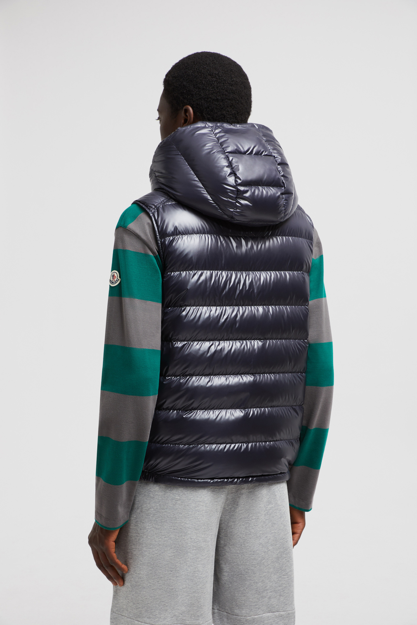 Moncler Clai Quilted Full Zip Hooded Down Vest In Blue