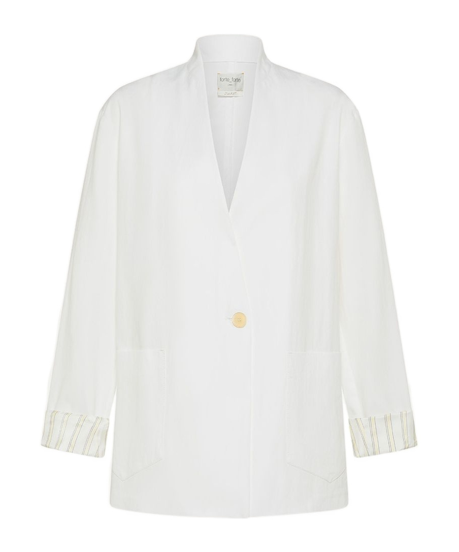 Forte Forte Viscose Cotton Twill Double Breasted Jacket In White