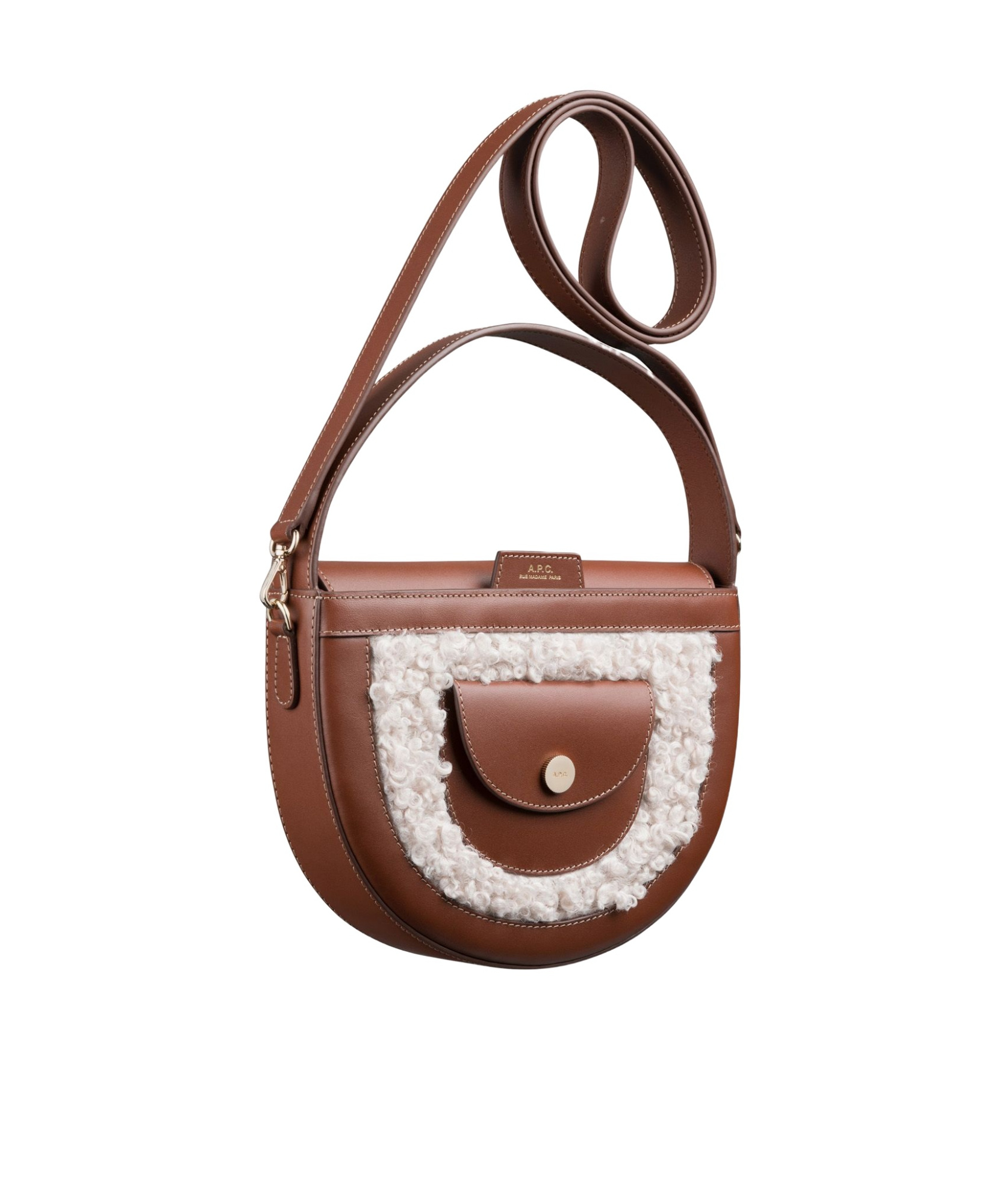Apc Logo Shoulder Bag In Brown