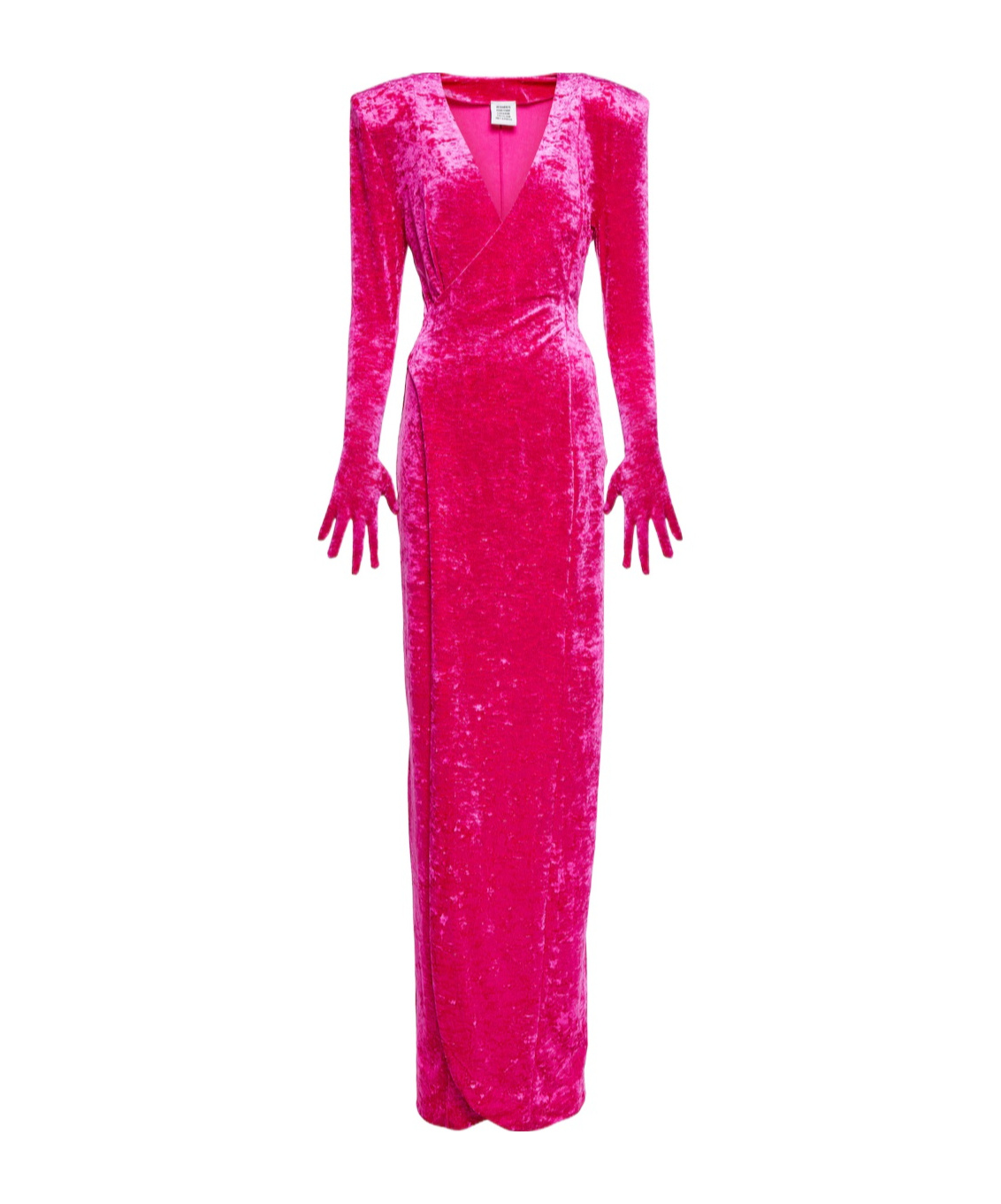 Vetements Diva Gloves Velvet Maxi Dress In Hot Pink