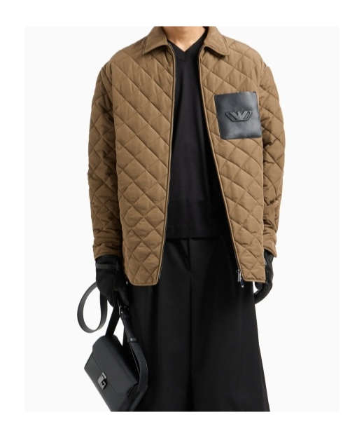 EMPORIO ARMANI LOGO-EMBOSSED QUILTED JACKET