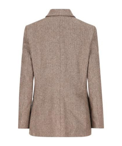 Chloé Pocket-detailed Herringbone Wool Jacket In Nude