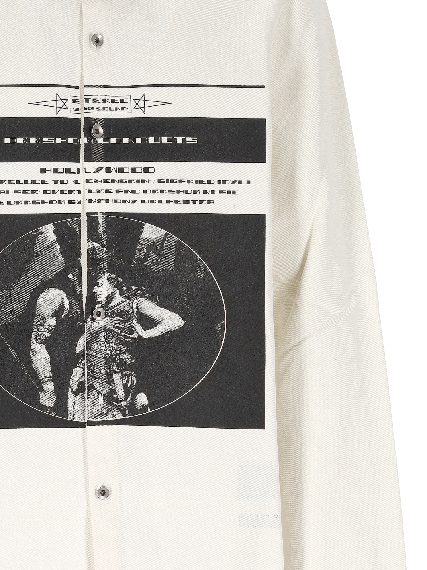 Rick Owens Drkshdw Opera Print Canvas Outer Shirt In White