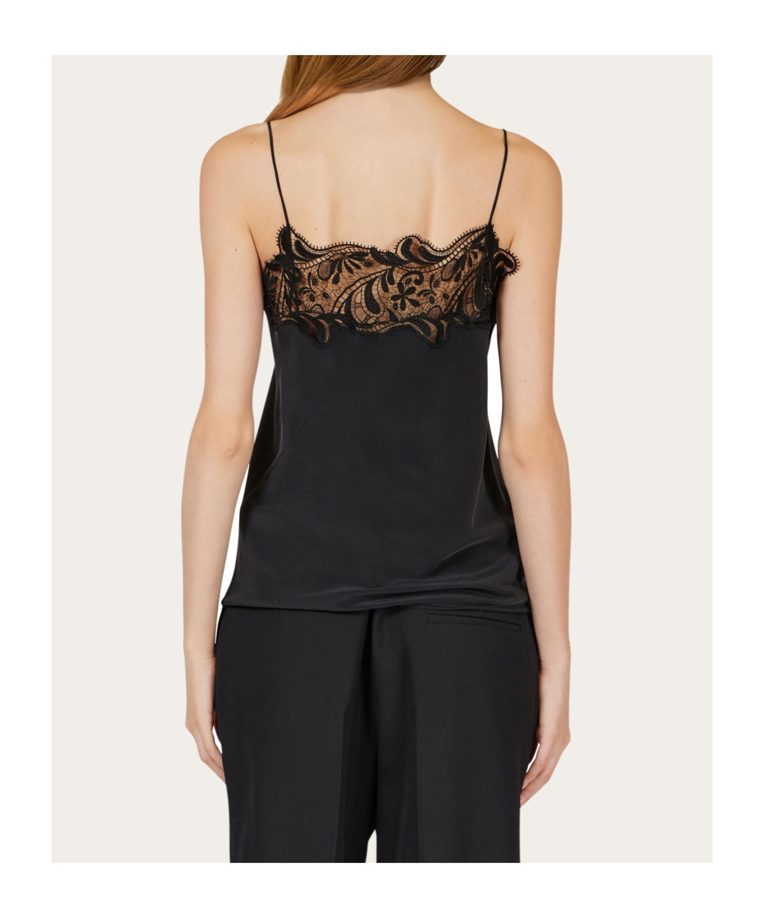 Ferragamo Silk Embroidered-lace Top In Black