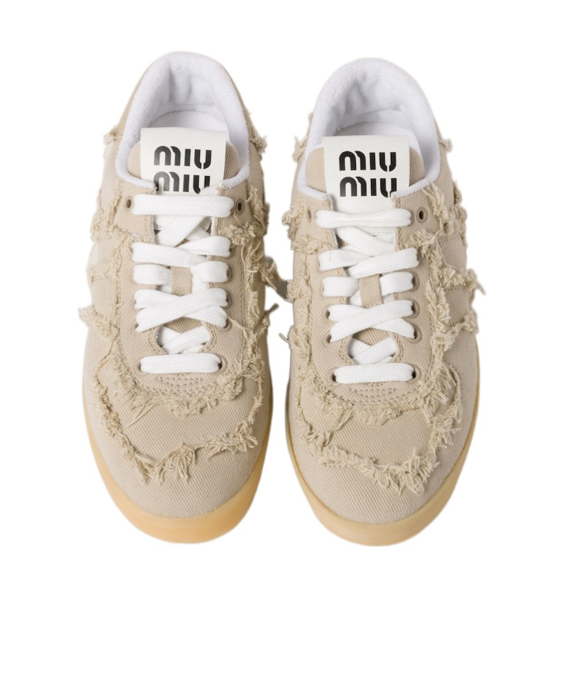 Miu Miu Denim Sneakers In Brown