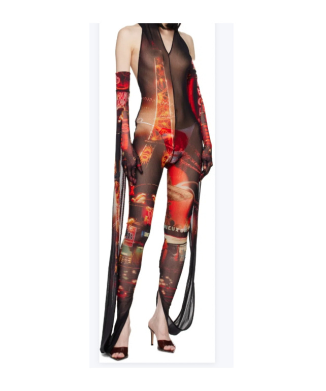 Jean Paul Gaultier Red 'the Pigalle' Jumpsuit In Black/red/orange