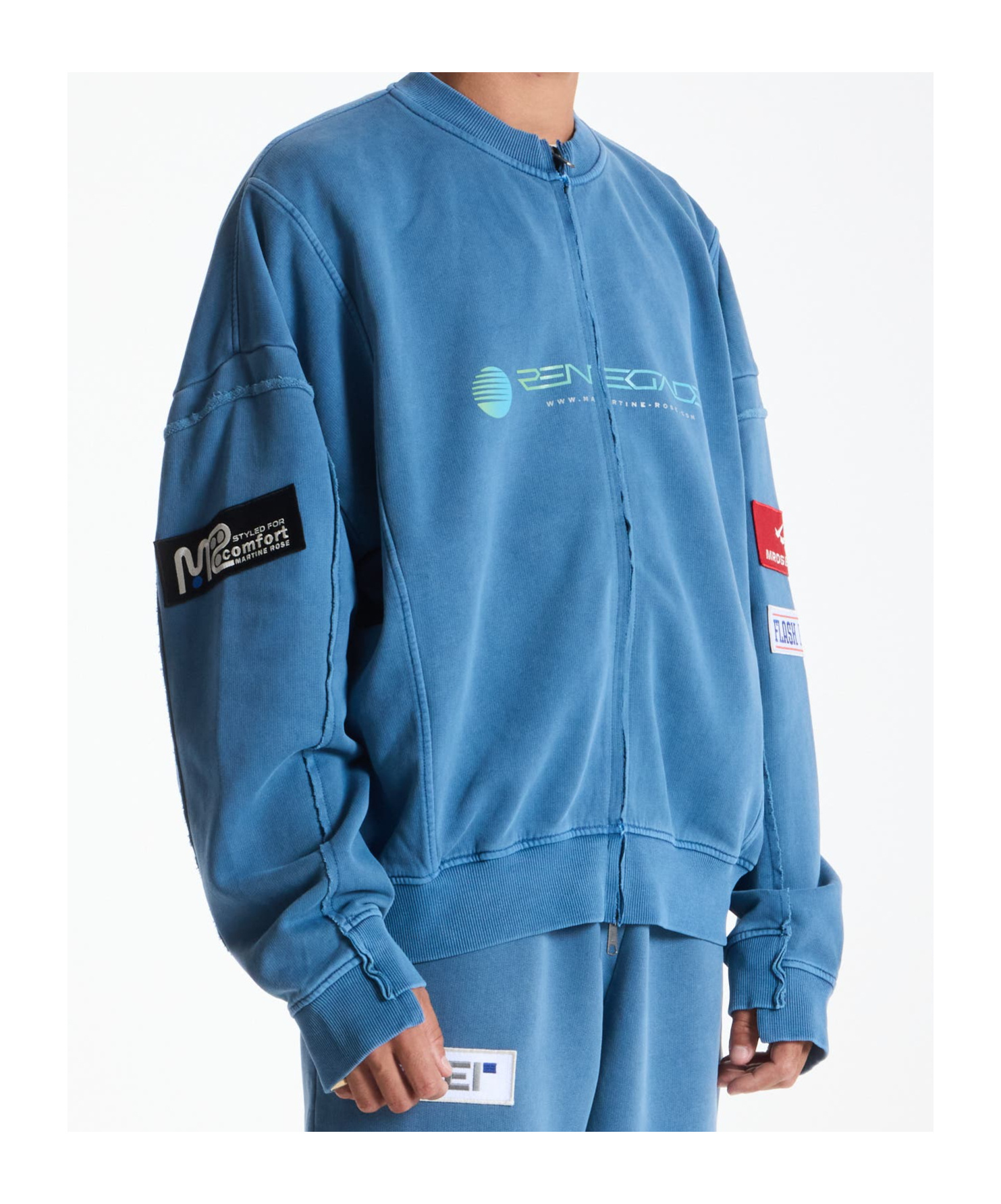 Martine Rose Zip-up Panelled Sweatshirt In Blue