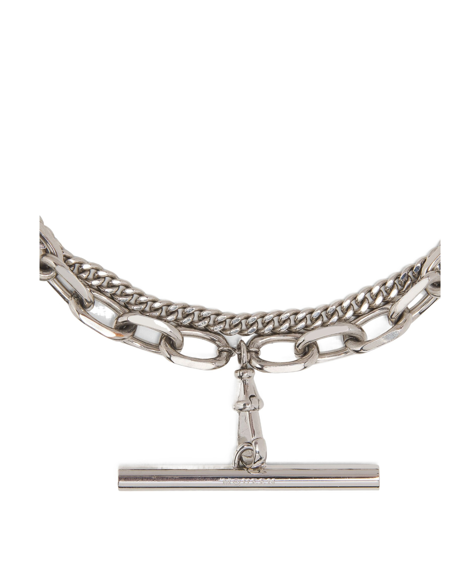 Alexander Mcqueen Sling Double-chain Necklace In Metallic