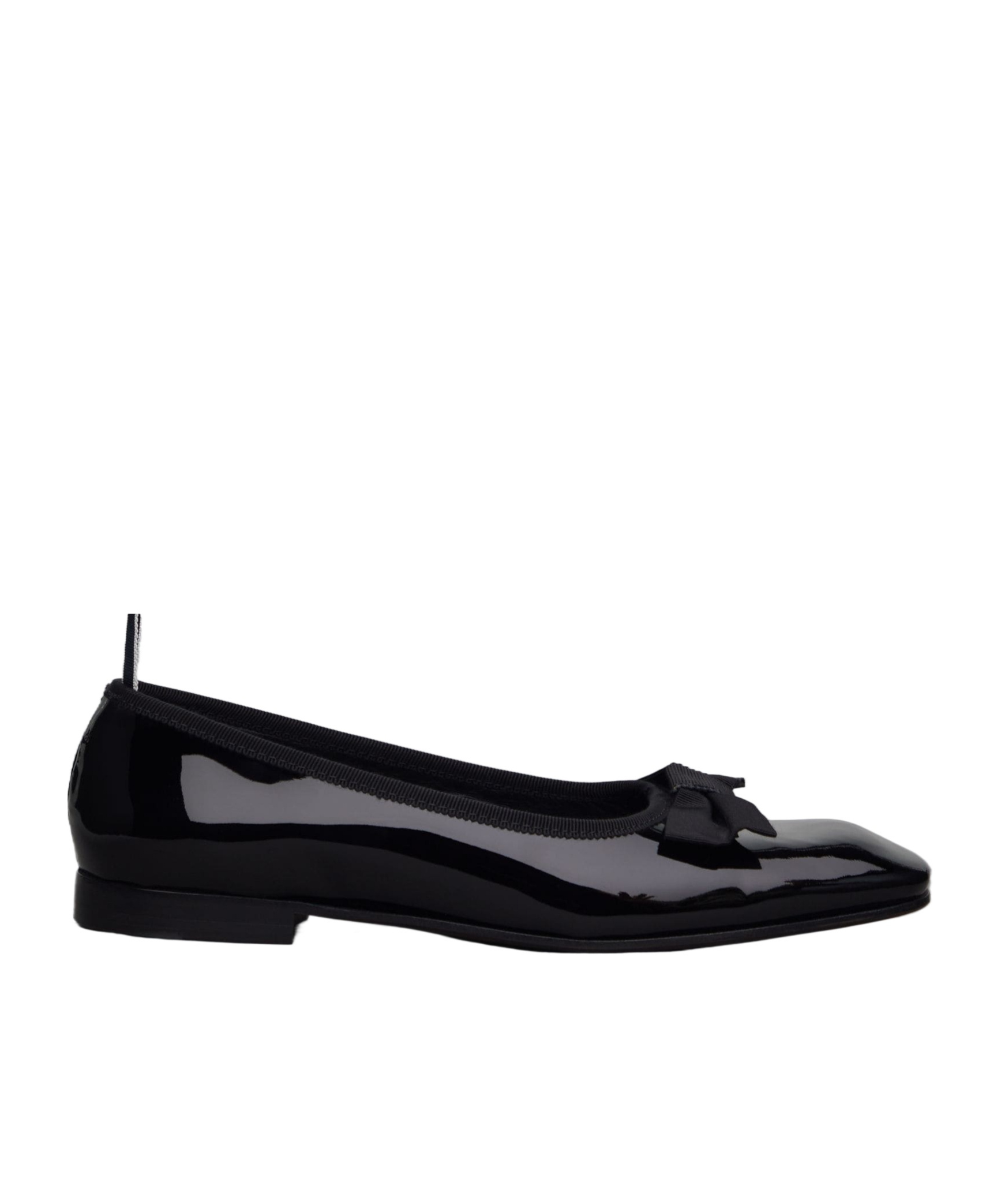 Thom Browne Black Soft Patent Opera Ballerina Flats In Black