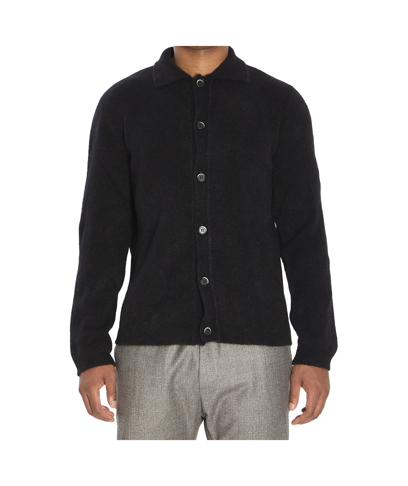 Barena Venezia Pointed-collar Knitted Cardigan In Black