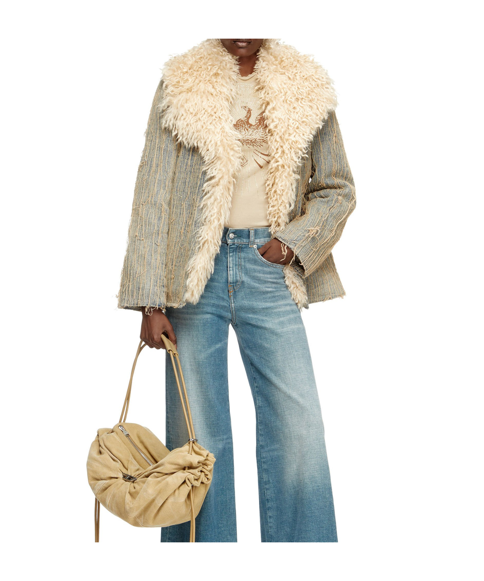 Diesel Jacket In Floating-thread Jacquard Denim In Gray