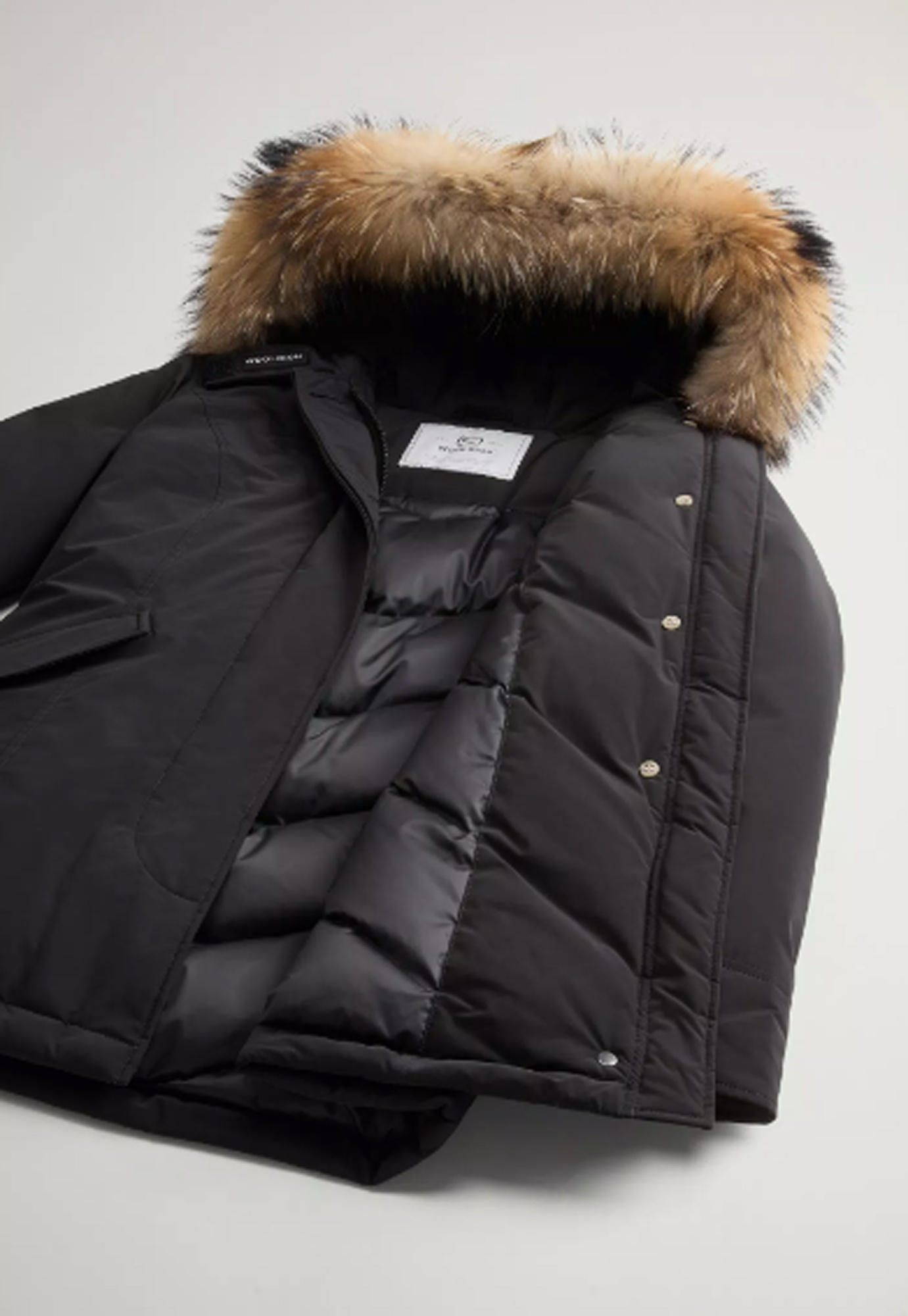 Woolrich Luxury Arctic Raccoon Parka In Black