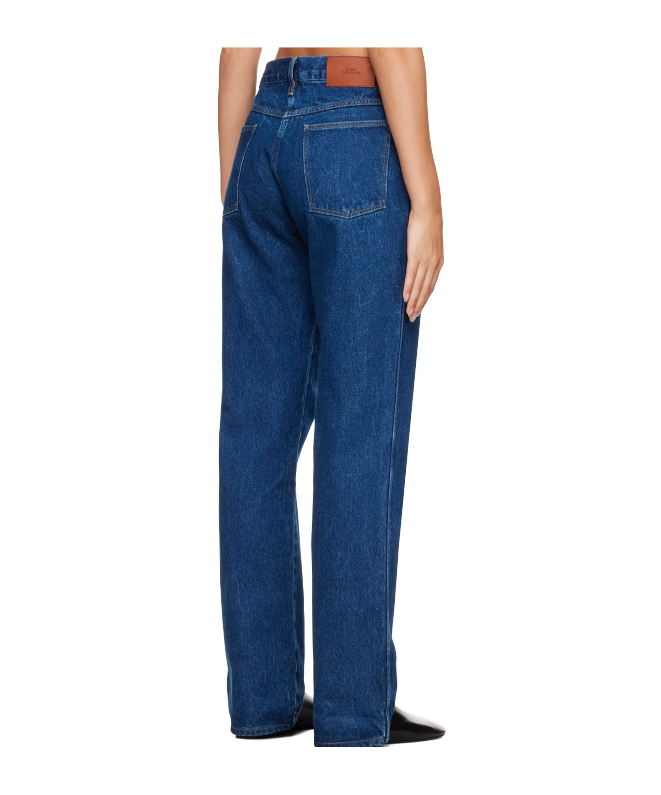 Studio Nicholson Belt Loop Zipper Jeans In Blue
