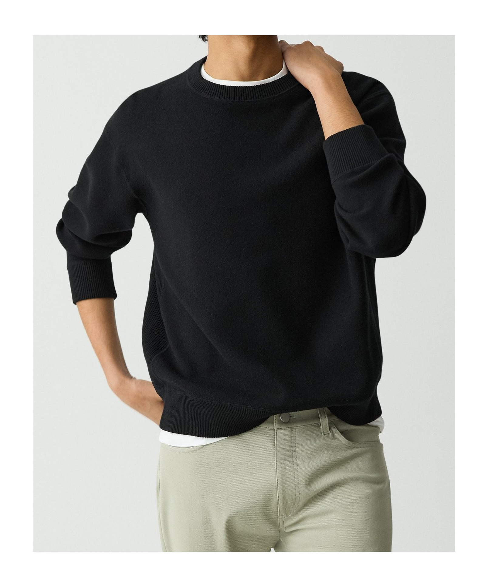 Theory Relaxed Crewneck Sweatshirt In Light Bilen In Black