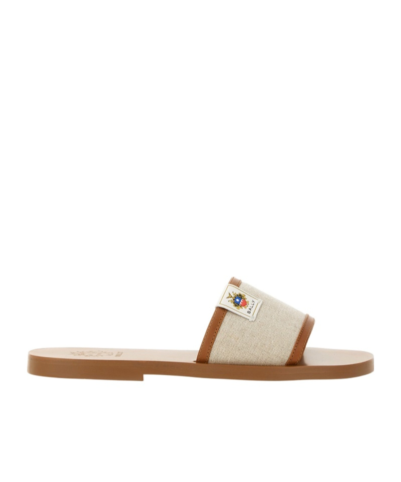 Bally Logo Patch Open-toe Slides In Brown
