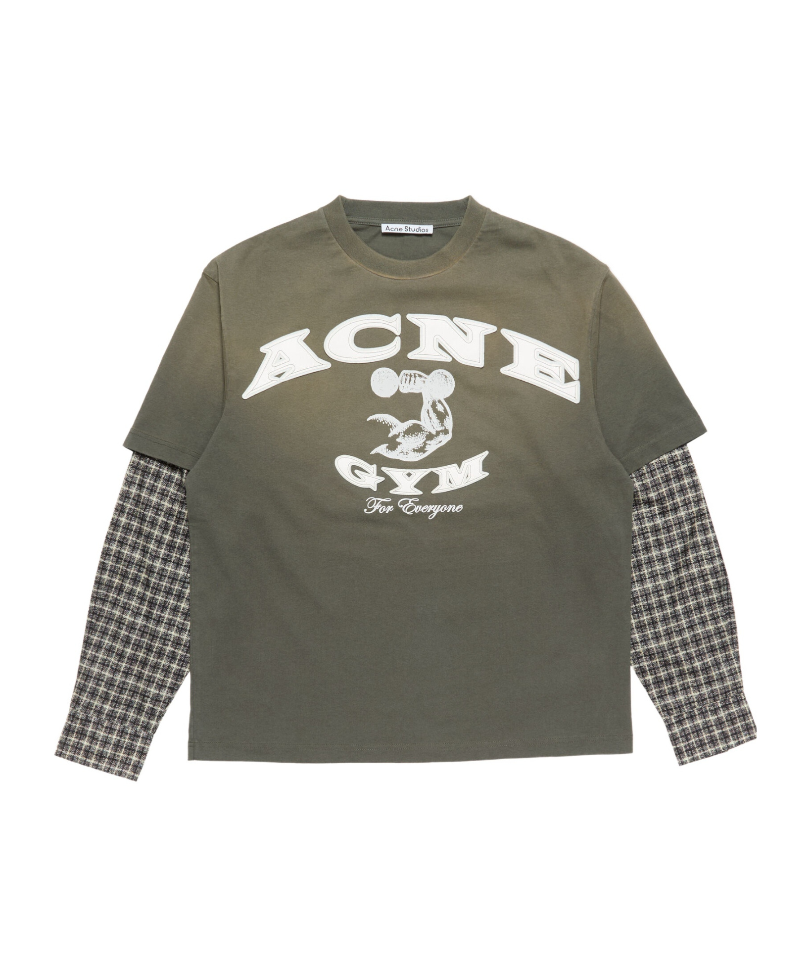 Acne Studios Logo-appliqué Layered T-shirt In Green