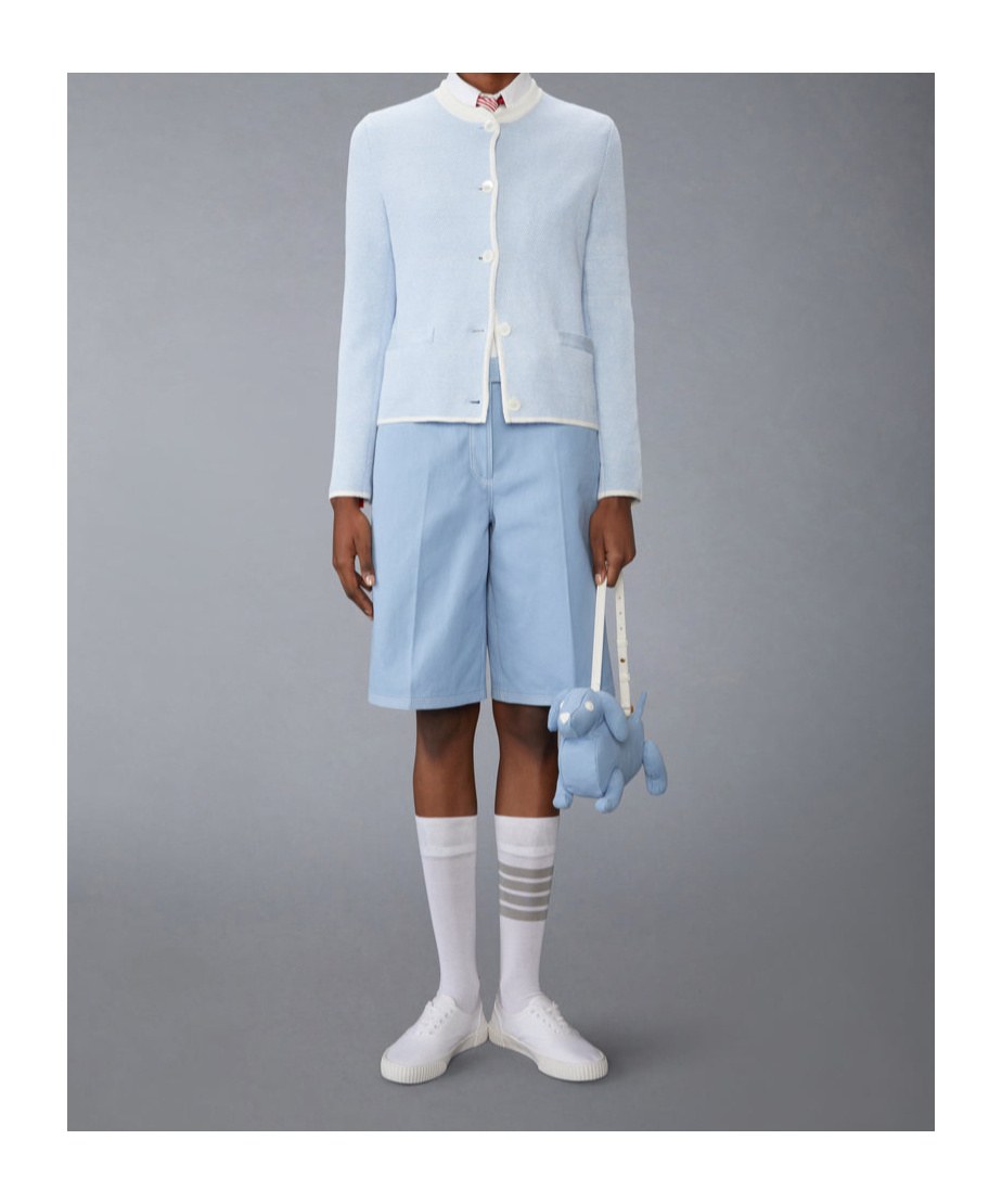 Thom Browne Honeycomb-knit Jacket In Blue