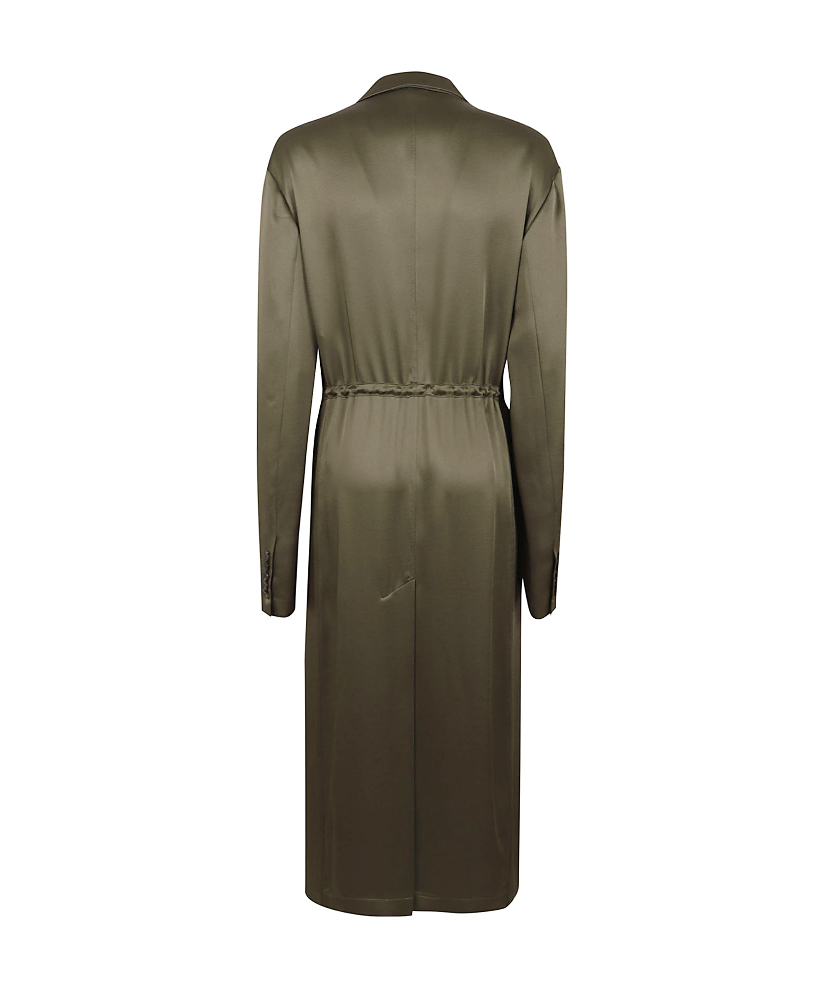 Dries Van Noten Long Sleeve Cape Drawstring Waist In Green