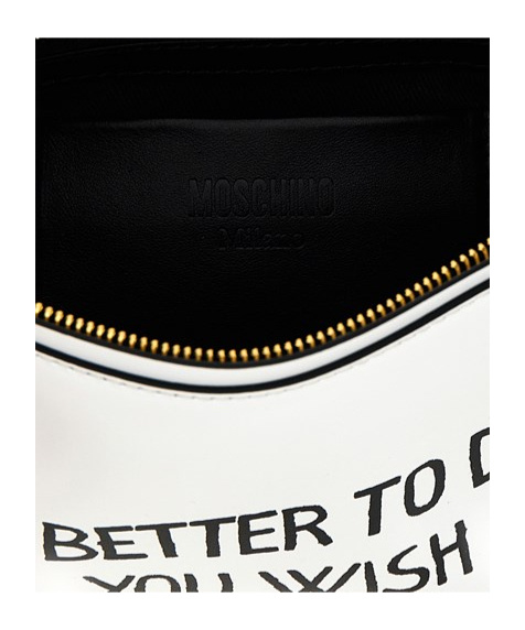 Moschino Zippered Clutch In White