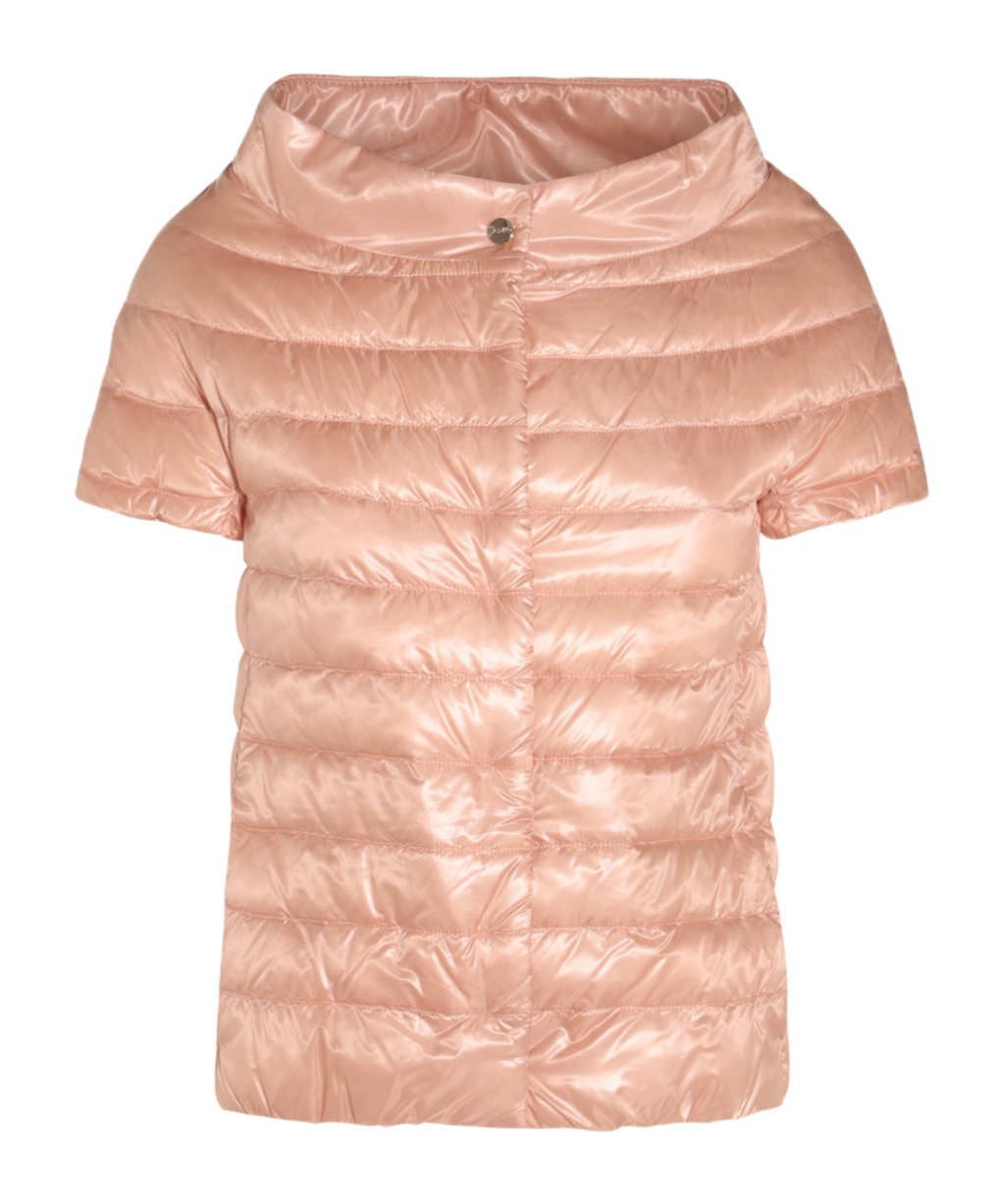 Herno Puffer Jackets With Short Sleeves And High Collar In Pink