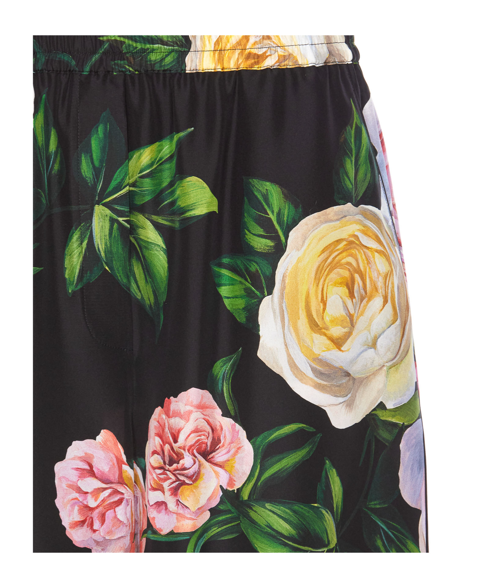 Dolce & Gabbana Peony And Roses Print Pants In Black