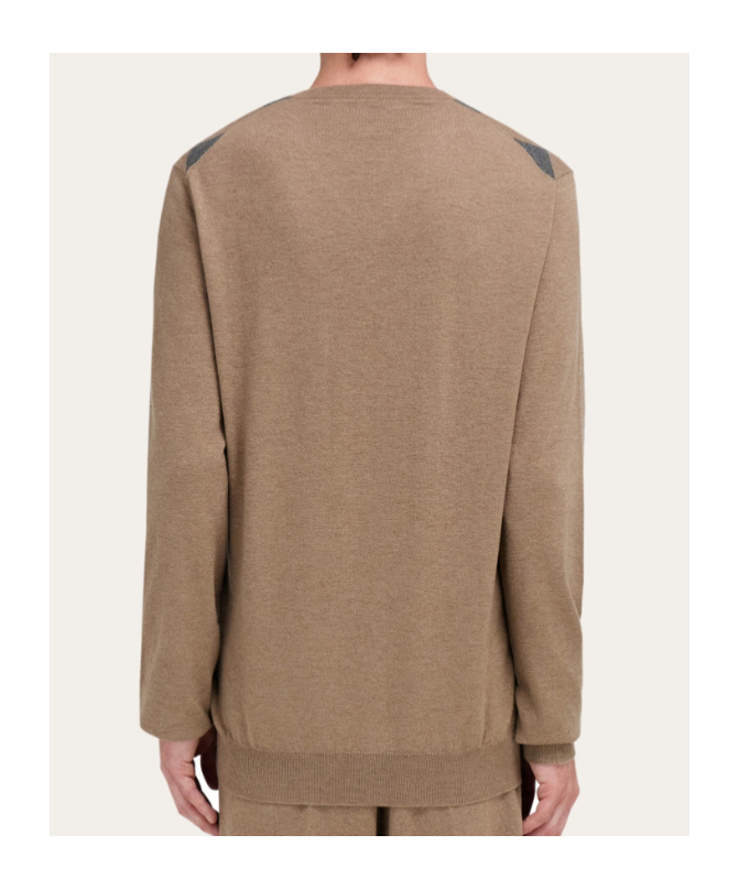 Ferragamo V-neck Argyle Virgin-wool Sweater In Brown