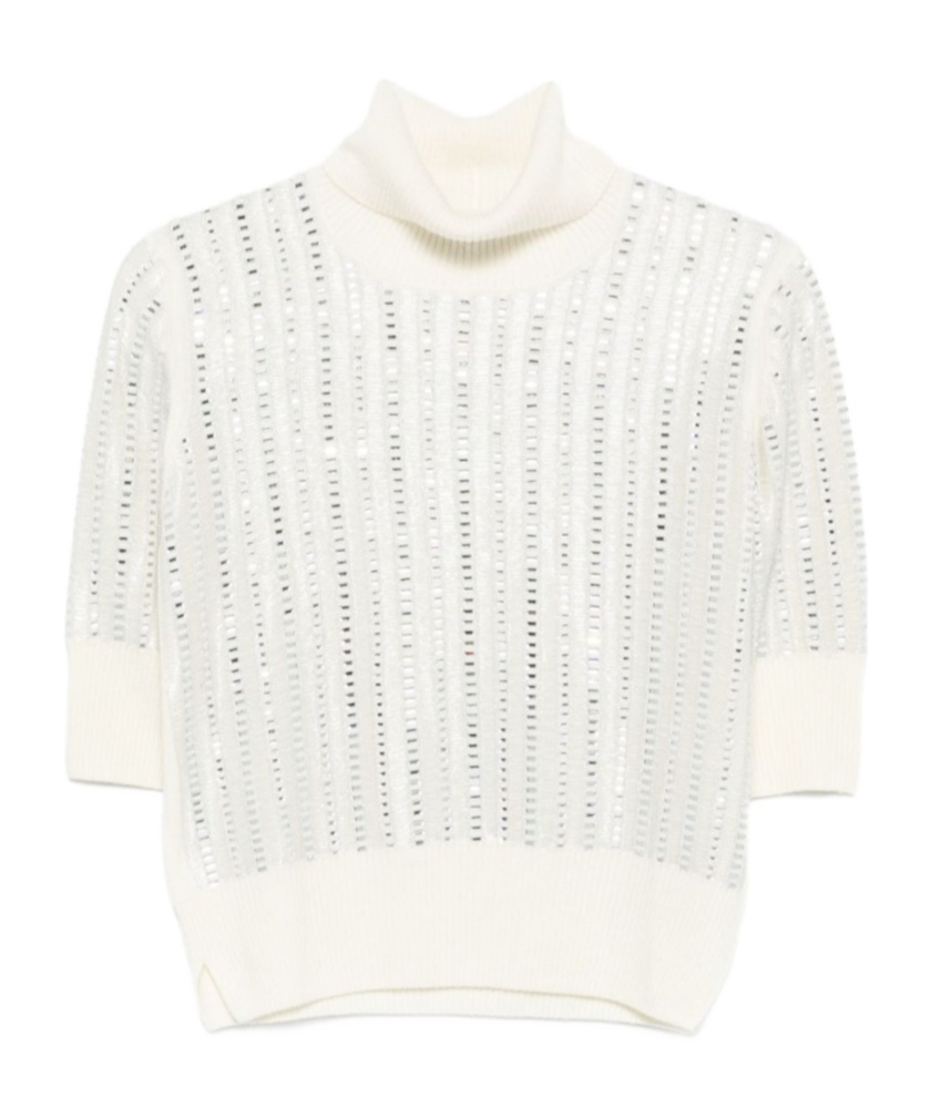 Ermanno Scervino Embellished Roll-neck T-shirt In Neutral