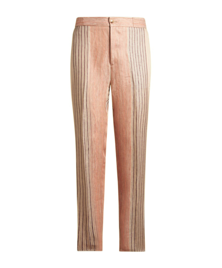 Etro Striped Cotton Jogging Trousers In Nude