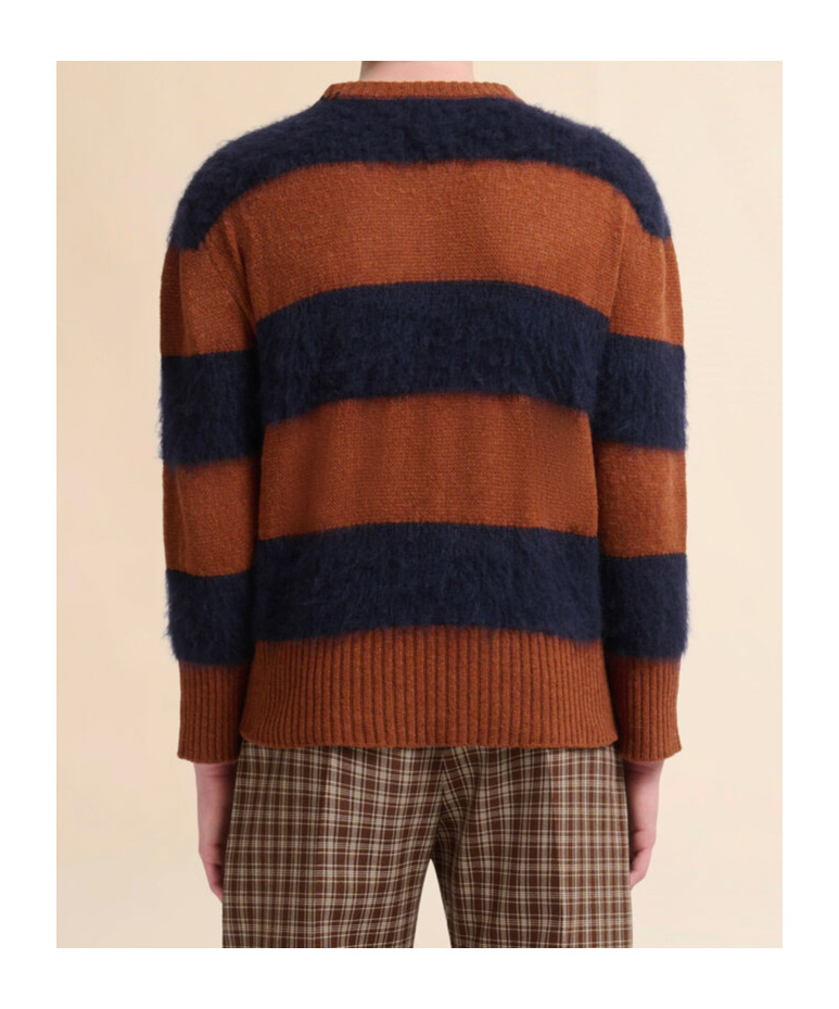 Marni Brown Wool And Mohair Jumper With Striped Pattern In Brown