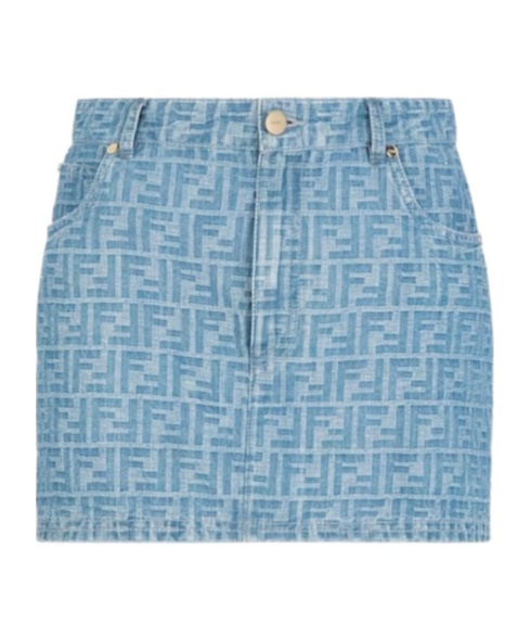 Fendi Women Ff Chambray Mini Skirt In Blue
