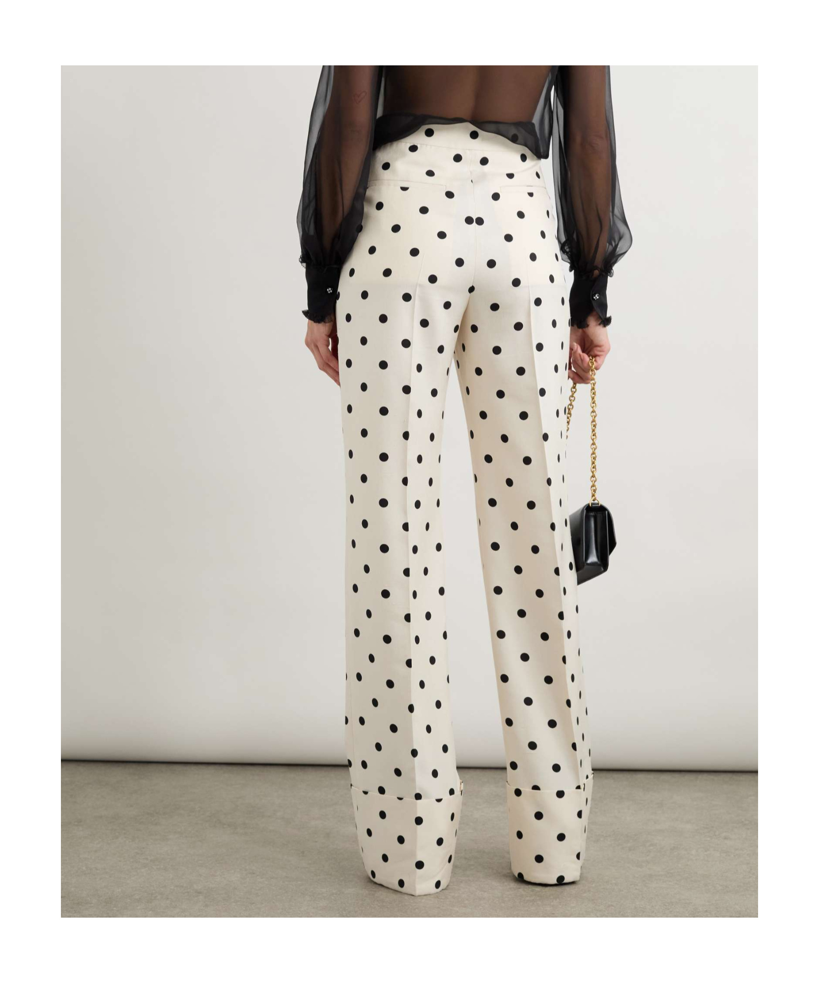 Valentino Polka-dot Silk-crepe Wide-leg Pants In White