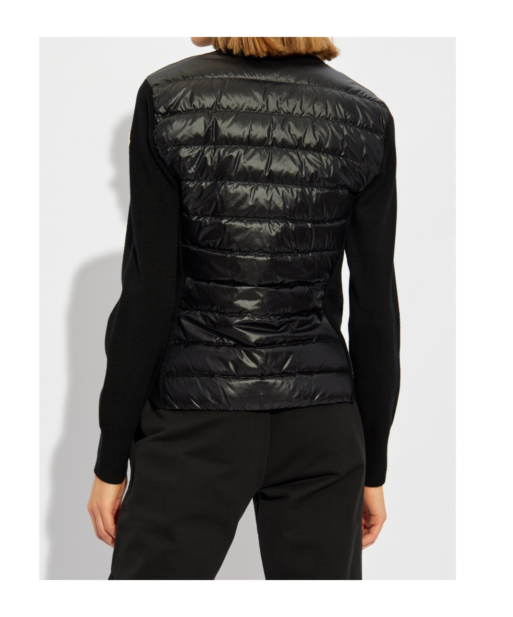 Moncler Padded Wool Cardigan In Black